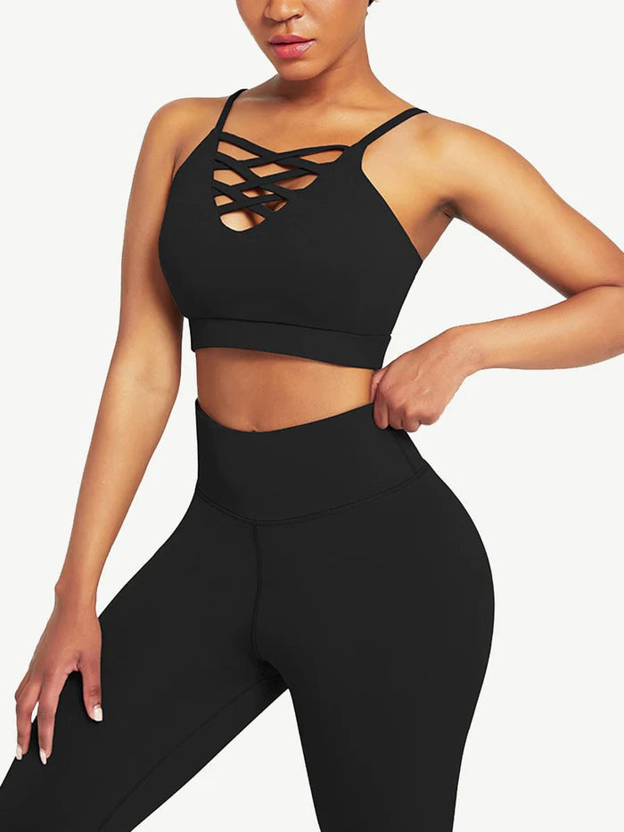 Black Adjustable Straps High Waist Athletic Suit Quick Drying