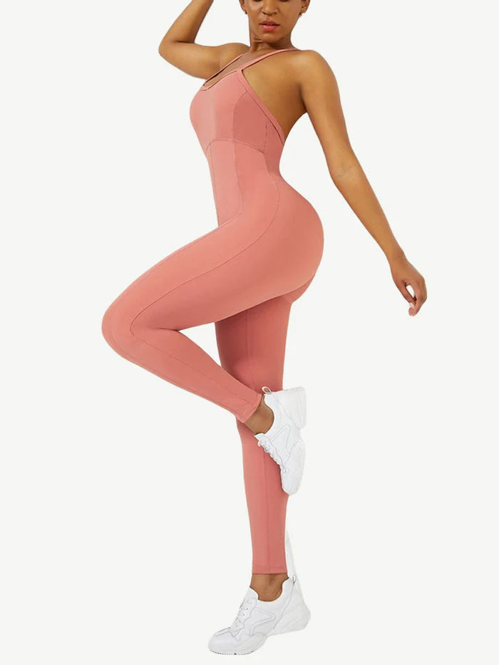 Strappy Back Removable Pads Yoga Bodysuit For Women